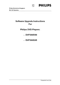 Software Upgrade Instructions for Philips DVD Players