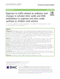 Exposure to Traffic-Related Air Pollution and Changes in Exhaled Nitric Oxide and DNA Methylation in Arginase and Nitric Oxide Synthase in Children with Asthma N