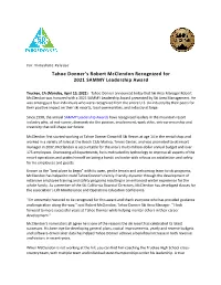 Tahoe Donner's Robert Mcclendon Recognized for 2021 SAMMY