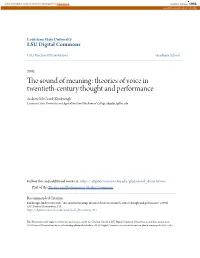 Theories of Voice in Twentieth-Century Thought and Performance