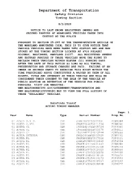 08/03/2020 Unclaimed Vehicles List