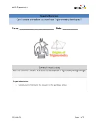 Inquiry Question Can I Create a Timeline to Show How Trigonometry Developed?