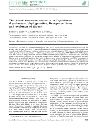 Lamiaceae): Phylogenetics, Divergence Times and Evolution of Dioecy