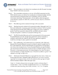 Maryland District Test Coordinator Training Winter 2021 Transcript