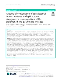 Patterns of Conservation of Spliceosomal Intron Structures and Spliceosome Divergence in Representatives of the Diplomonad and Parabasalid Lineages Andrew J
