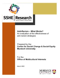 What Works? an Evaluation of the Effectiveness of Anti-Racism Strategies