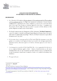1 | Page GUIDANCE for NSW BARRISTERS in the WAKE OF