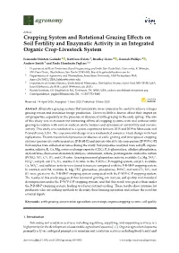 Cropping System and Rotational Grazing Effects on Soil Fertility And