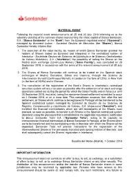 Material Fact: Execution of the Voluntary
