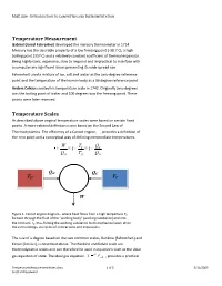 Temperature Measurement Temperature Scales TH TC QC QH W