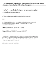 In Situ/Operando Techniques for Characterization of Single‑Atom Catalysts