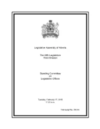 Legislative Assembly of Alberta the 28Th Legislature Third Session