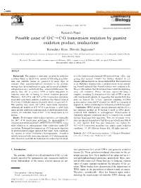 Possible Cause of GWCCCWG Transversion Mutation by Guanine Oxidation Product, Imidazolone