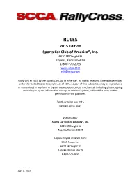SCCA Rallycross Rules (RXR) Supersedes Previous Editions of the SCCA Rallycross Rules