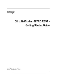 Citrix Netscaler - NITRO REST - Getting Started Guide