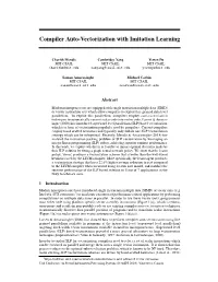 Compiler Auto-Vectorization with Imitation Learning