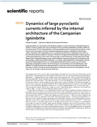 Dynamics of Large Pyroclastic Currents Inferred by the Internal Architecture of the Campanian Ignimbrite Claudio Scarpati*, Domenico Sparice & Annamaria Perrotta