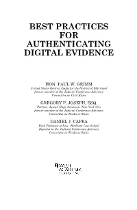 Manual on Best Practices for Authenticating Digital Evidence