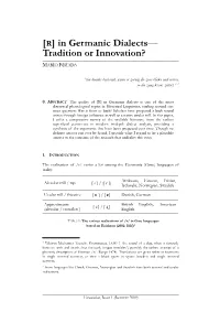 [R] in Germanic Dialects — Tradition Or Innovation?