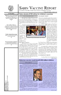SABIN VACCINE REPORT the Newsletter of the Albert B