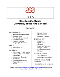 Site-Specific Guide University of the Arts London