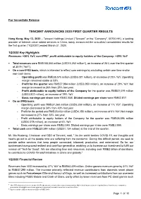 Tencent Announces 2020 First Quarter Results