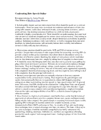 Confronting Hate Speech Online