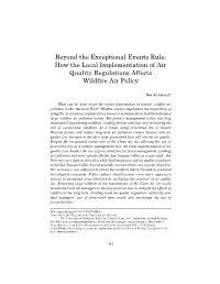 How the Local Implementation of Air Quality Regulations Affects Wildfire Air Policy