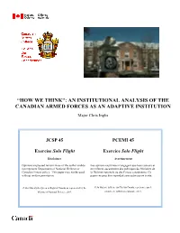 "How We Think": an Institutional Analysis of the Canadian Armed Forces As an Adaptive Institution