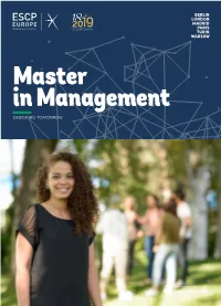 Master in Management DESIGNING TOMORROW Table of Contents