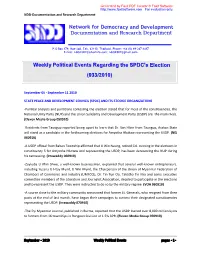 Network for Democracy and Development Weekly Political Events