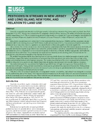 Pesticides in Streams in New Jersey and Long Island, New