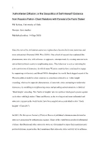 'Authoritarian Diffusion, Or the Geopolitics of Self-Interest
