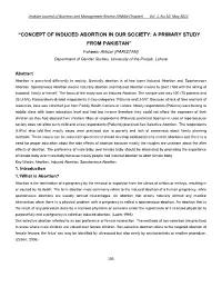 Concept of Induced Abortion in Our Society: a Primary Study