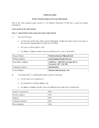 FORM 45-106F6 British Columbia Report of Exempt Distribution This