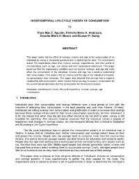 INTERTEMPORAL LIFE-CYCLE THEORY of CONSUMPTION By