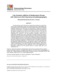 Late Cenozoic Catfishes of Southeastern Europe with Inference to Their Taxonomy and Palaeogeography