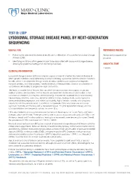 Lysosomal Storage Disease Panel by Next-Generation Sequencing