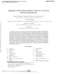 Magnetic Nozzle Plasma Plume: Review of Crucial Physical Phenomena