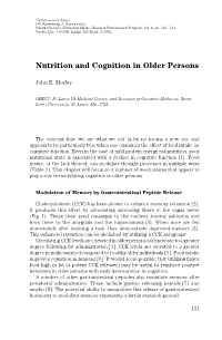 Nutrition and Cognition in Older Persons