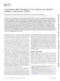 A Quantitative High-Throughput in Vitro Splicing Assay Identifies
