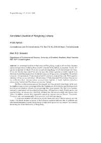 Annotated Checklist of Hongkong Lichens