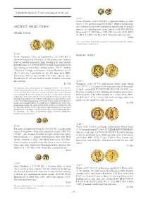 Eleventh Session, Commencing at 9.30 Am ANCIENT GOLD COINS