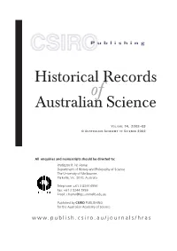 Historical Records Australian Science