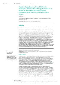 Reactive Hypoglycemia from Metformin Immediate-Release Monotherapy Resolved by a Switch to Metformin Extended-Release: Conceptualizing Their Concentration-Time Curves