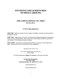 Studying the Scriptures in Small Groups the First