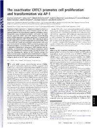 The Coactivator CRTC1 Promotes Cell Proliferation and Transformation Via AP-1