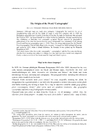 The Origin of the Word 'Cartography'