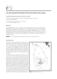 An Annotated Checklist of the Orchids of Sri Lanka, by Fernando And