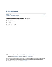 Asset Management Strategies Revisited